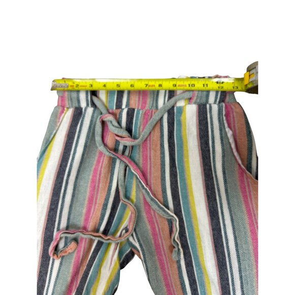 Women’s Flowy Linen Boho Colorful Striped Wide Leg Cropped Festival Pants M - Picture 11 of 13